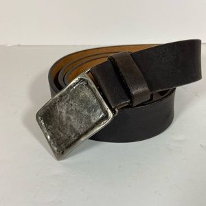 Eddie Bauer Black Leather Belt with Silver Buckle